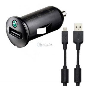 SONY ERICSSON AN400/AN401 încărcător auto priză USB (6W + cablu microUSB) NEGRU