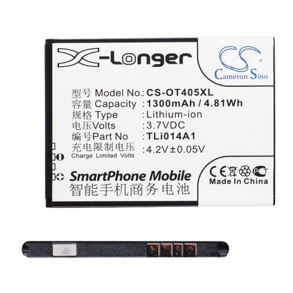 Baterie CAMERON SINO 1300mAh LI-ION (compatibilă CAB60B0000C1/TLI014A1/TLI014A2) Alcatel MPop (OT-5020D), Alcatel TPop (OT-4010D), Vodafone Smart Mini (VF875), Telenor Smart Touch Mini (OT-4030D) , Alcatel Fire (OT-4012), Vodafone Smart 4