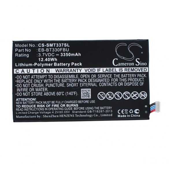 Baterie CAMERON SINO Li-Polymer (3,7V/3350mAh, compatibil cu Samsung EB-BT330FBU) NEGRU Samsung Galaxy Tab4 8.0 WIFI (SM-T330), Samsung Galaxy Tab4 8.0 LTE (SM-T335)