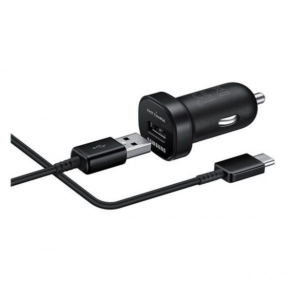 Încărcător auto SAMSUNG priză USB (18W, încărcător rapid + cablu EP-DW700CBE Type-C) NEGRU