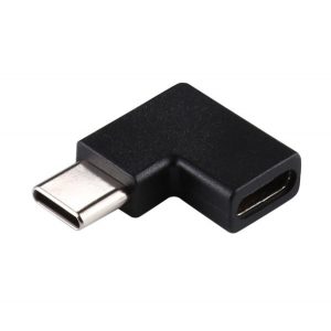 Adaptor (mufă Type-C - Type-C, transfer de date și încărcare, 90 grade/perpendicular) NEGRU