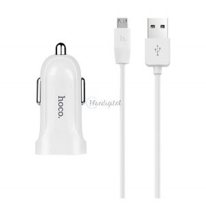 Încărcător auto HOCO Z2 Priză USB (7,5W + cablu microUSB) ALB