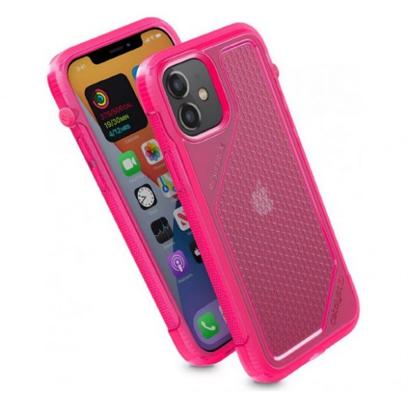 Protectie de telefon din plastic CATALYST VIBE (rezistenta la impact mediu, anti-alunecare, colt cu perna de aer + curea de mana) ROZ Apple iPhone 12, iPhone 12 Pro