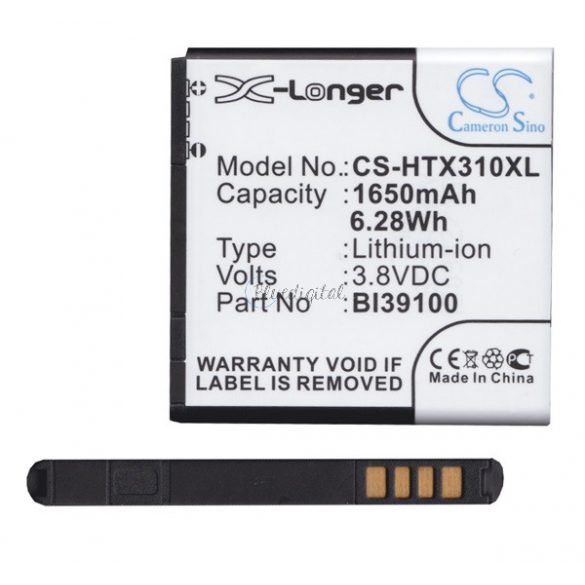 Baterie CAMERON SINO Li-Ion (3,8V/1650mAh, compatibil cu HTC 35H00170-01M) NEGRU HTC Sensation XL (X315e), HTC Titan (Eternity, X310e)