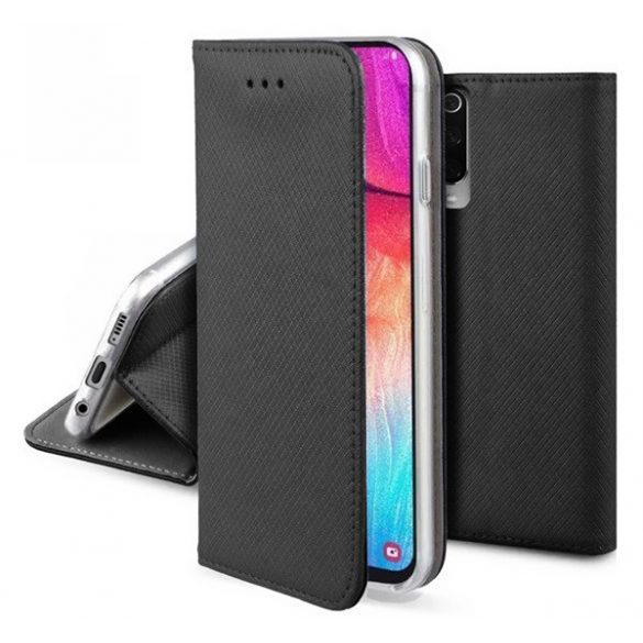 Carcasa in picioare, efect piele (FLIP, deschidere laterala, suport de masa, romb) NEGRU Xiaomi Redmi 9T