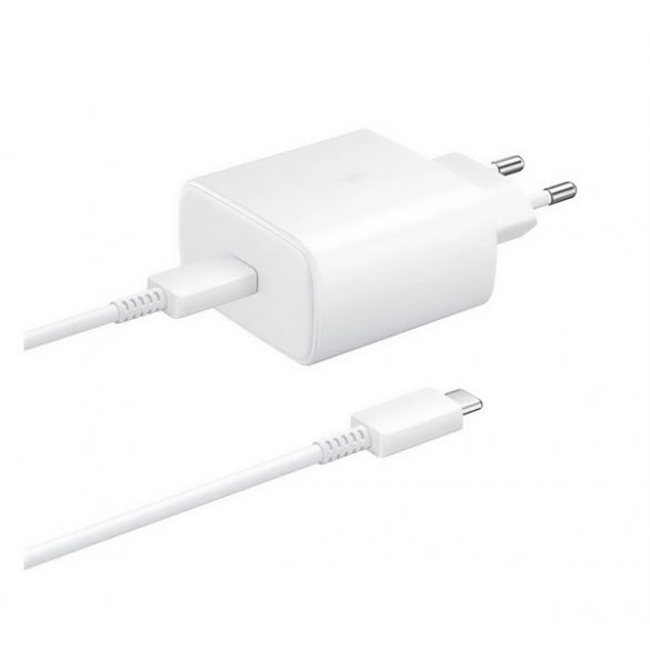 Încărcător SAMSUNG priză tip C (45 W, încărcător rapid PD + cablu tip C de 100 cm) ALB