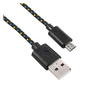 Cablu de date (USB - microUSB, 200cm, siret) NEGRU