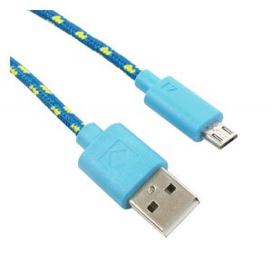 Cablu de date (USB - microUSB, 200cm, șiret) ALBASTRU DESCHIS