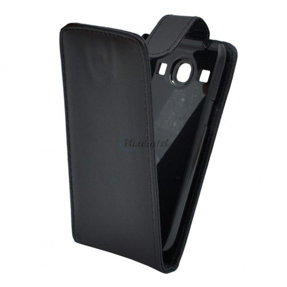 Carcasa in picioare, efect piele (FLIP, deschidere in jos, suport din silicon) NEGRU Samsung Galaxy Core Plus (SM-G3500)