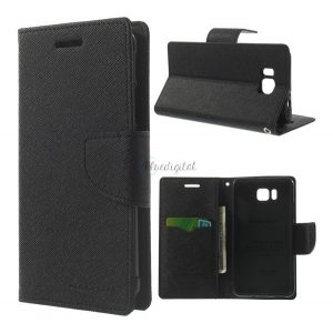 Husă MERCURY Fancy Diary în picioare, efect piele (FLIP, deschidere laterală, suport card bancar, funcție suport birou) NEGRU Samsung Galaxy Alpha (SM-G850)