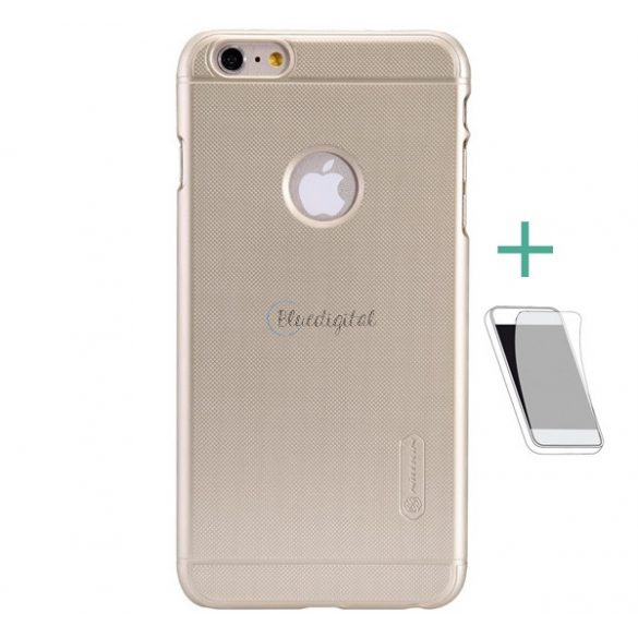 Protector de telefon din plastic NILLKIN SUPER FROSTED (cauciucat, suprafață rugoasă, decupaj logo + folie de protecție a ecranului) GOLD Apple iPhone 6 Plus 5.5, Apple iPhone 6S Plus 5.5