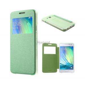 Carcasa in picioare, efect piele (FLIP, deschidere laterala, husa S-View, model periat) VERDE Samsung Galaxy A3 (2015) SM-A300F