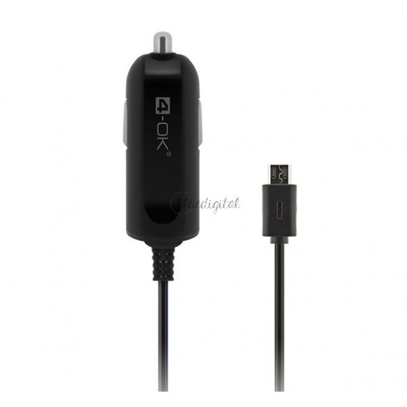 Incarcator auto 4-OK (5W + cablu microUSB fix) NEGRU