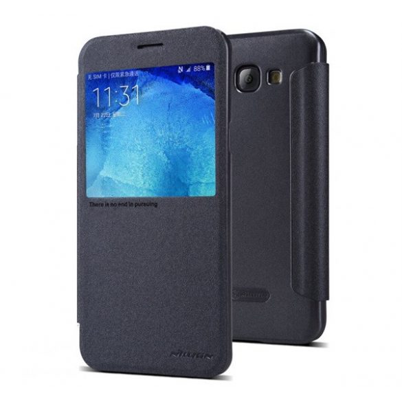 NILLKIN SPARKLE plastic protecțiede telefon (microfibră efect piele FLIP, deschidere laterală, ID apelant, S-View Husă) negru Samsung Galaxy A8 (2015) SM-A800F