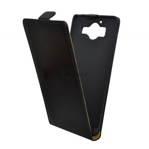 Carcasa in picioare, efect piele (FLIP, deschidere in jos, suport din silicon) NEGRU Microsoft Lumia 950