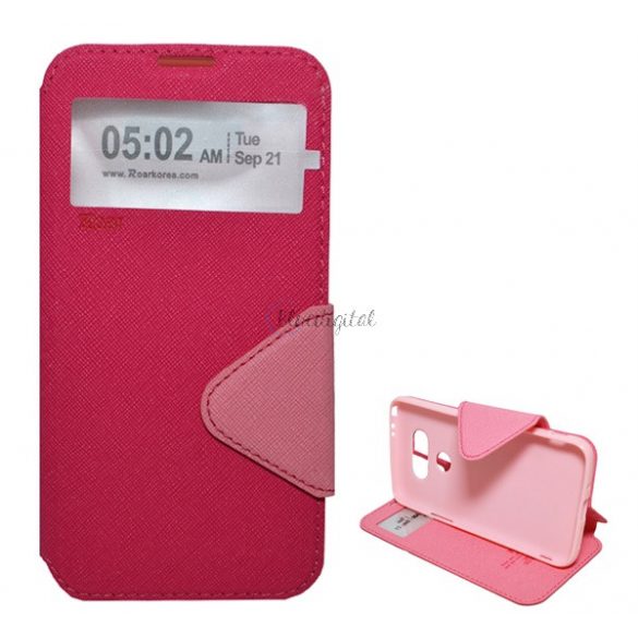 Husă ROAR FANCY DIARY în picioare, efect piele (FLIP, deschidere laterală, funcție suport pentru masă, fereastră de vizualizare, model textil) ROZ LG G5 (H850)