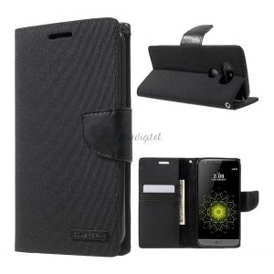 Husă MERCURY Canvas Diary în picioare (FLIP, deschidere laterală, funcție suport pentru masă, efect textil) NEGRU LG G5 (H850)