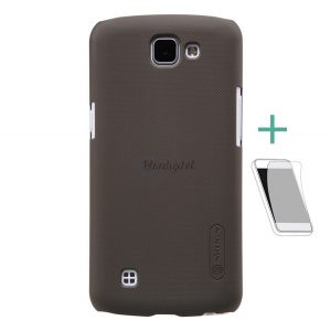 Protector de telefon din plastic NILLKIN SUPER FROSTED (cauciucat, suprafață aspră + folie de protecție a ecranului) GOLD BROWN LG K4 (K120e)