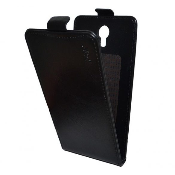 Carcasa in picioare, efect piele (FLIP, deschidere in jos, prindere autoadeziva) NEGRU Doogee X6 (X6 Pro)