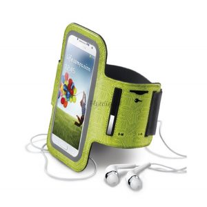 CELLULARLINE ARMBAND husă în picioare (universal, curea de încheietura mâinii, elastic, inel cheie, model linie, dimensiunea 4 ", SPORT) VERDE