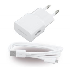 Încărcător de rețea SAMSUNG cu mufă USB (5W + cablu microUSB ECB-DU4AWE) ALB