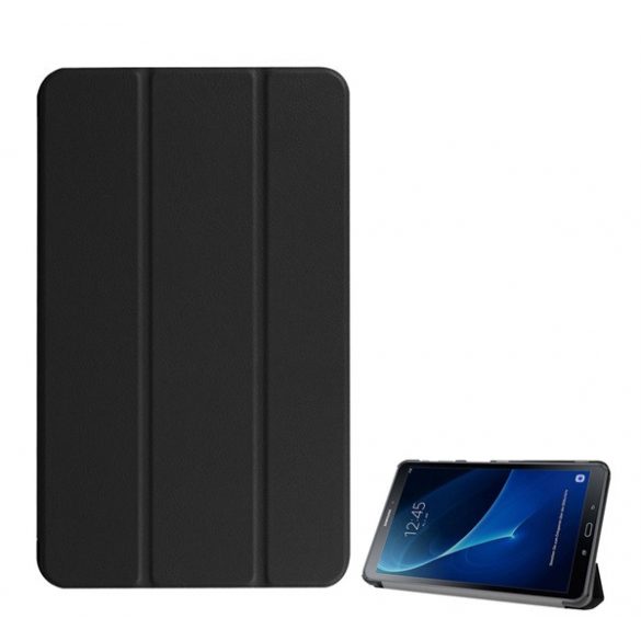 Husă stativă cu efect de piele (FLIP activ, deschidere laterală, funcție de suport pentru birou TRIFOLD) negru Samsung Galaxy Tab A 10.1 LTE (2016) SM-T585, Samsung Galaxy Tab A 10.1 WIFI (2016) SM-T580