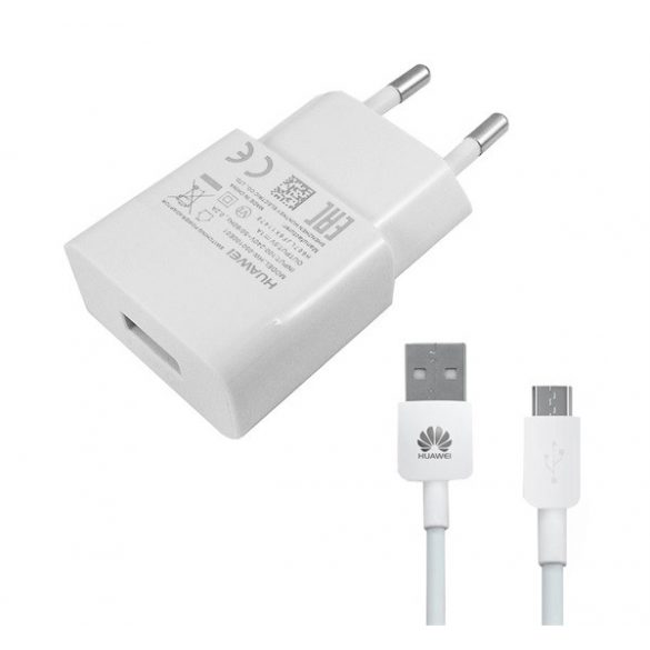 HUAWEI HW-050100E01W încărcător de rețea priză USB (5W + cablu microUSB) ALB