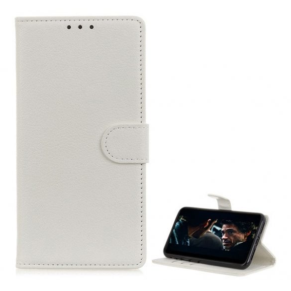 Carcasa in picioare, efect piele (FLIP, deschidere laterala, functie suport desktop, premium) ALB Sony Xperia XZ (F8331)