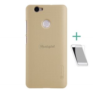 Protector de telefon din plastic NILLKIN SUPER FROSTED (cauciucat, suprafață aspră + folie de protecție a ecranului) GOLD Huawei Nova