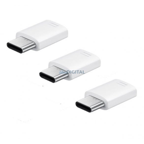 Adaptor SAMSUNG (priză microUSB - Type-C, transfer și încărcare date, 3 buc) ALB