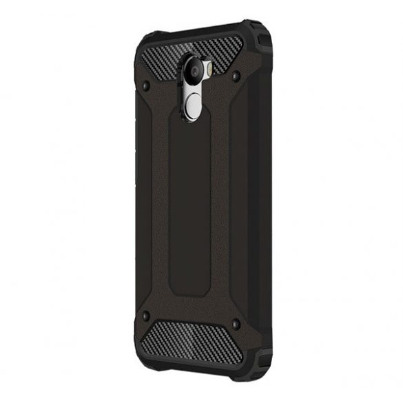 Defender protecțiede telefon din plastic (rezistent la impact mediu, călcâi pernă de aer, interior silicon, efect metalic) negru Xiaomi Redmi 4