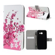   Husă stativă, efect piele (FLIP, deschidere laterală, suport desktop, model floare) alb  Samsung Galaxy A3 (2017) SM-A320F
