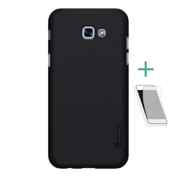 NILLKIN SUPER FROSTED plastic telefon protecție(cauciucat suprafață aspră + ecran protecțieFolie) negru Samsung Galaxy A3 (2017) SM-A320F