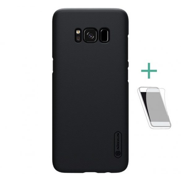 Protector de telefon din plastic NILLKIN SUPER FROSTED (cauciucat, suprafață aspră + protector de ecran) NEGRU Samsung Galaxy S8 Plus (SM-G955)