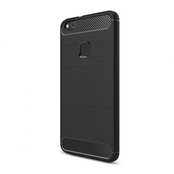 Husă silicon pentru telefon (rezistent la impact mediu, călcâi pernă de aer, model de carbon periat) negru Huawei P10 Lite