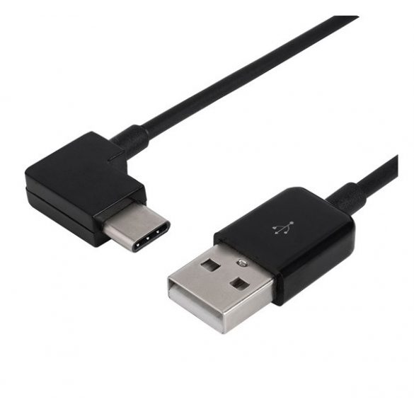 Cablu de date (USB - Tip-C, 100 cm, 90 grade/perpendicular) NEGRU