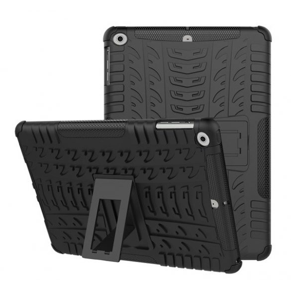 Defender protecțiede plastic pentru telefon (rezistent la impact mediu, interior silicon, anti-alunecare, model de anvelope auto) negru Apple IPAD 9.7 (2017) , Apple IPAD 9.7 (2018)