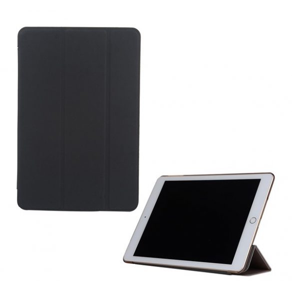 Husă stativă cu efect de piele (FLIP activ, deschidere laterală, funcție de suport pentru birou TRIFOLD) negru Apple IPAD 9.7 (2017) , Apple IPAD 9.7 (2018)