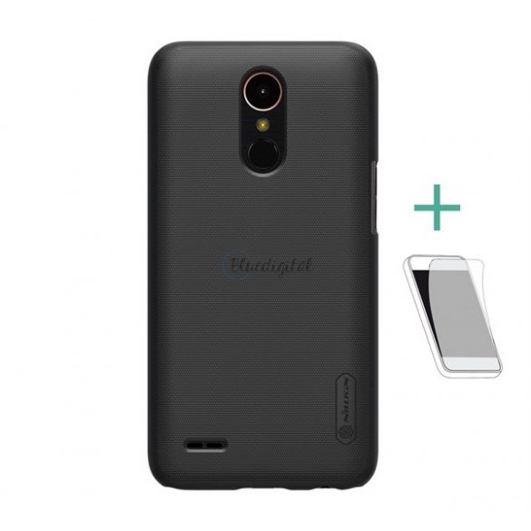 Protector de telefon din plastic NILLKIN SUPER FROSTED (cauciucat, suprafață aspră + folie de protecție pentru ecran) NEGRU LG K10 (2017) M250n