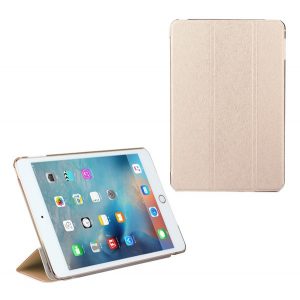 Carcasă în picioare, efect piele (FLIP activ, deschidere laterală, TRIFOLD, suport de masă, model textil) GOLD Apple IPAD 9.7 (2018), Apple IPAD 9.7 (2017)