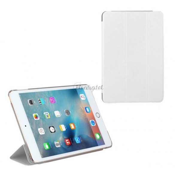 Carcasa in picioare, efect piele (FLIP activ, deschidere laterala, TRIFOLD, suport de masa, model textil) ALB Apple IPAD 9.7 (2017), Apple IPAD 9.7 (2018)