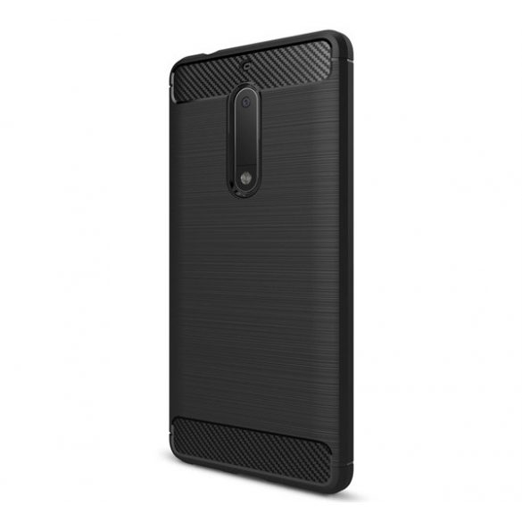 protecțiede telefon din silicon (rezistent la impact mediu, toc cu bule, model de carbon periat) negru Nokia 5