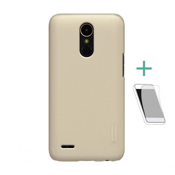 Protector de telefon din plastic NILLKIN SUPER FROSTED (cauciucat, suprafață aspră + folie de protecție pentru ecran) GOLD LG K10 (2017) M250n