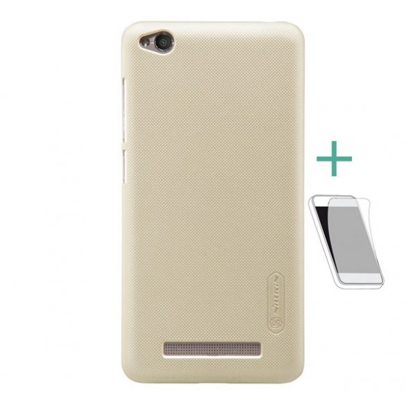 Protector de telefon din plastic NILLKIN SUPER FROSTED (cauciucat, suprafață aspră + folie de protecție a ecranului) GOLD Xiaomi Redmi 4A (4A Pro)