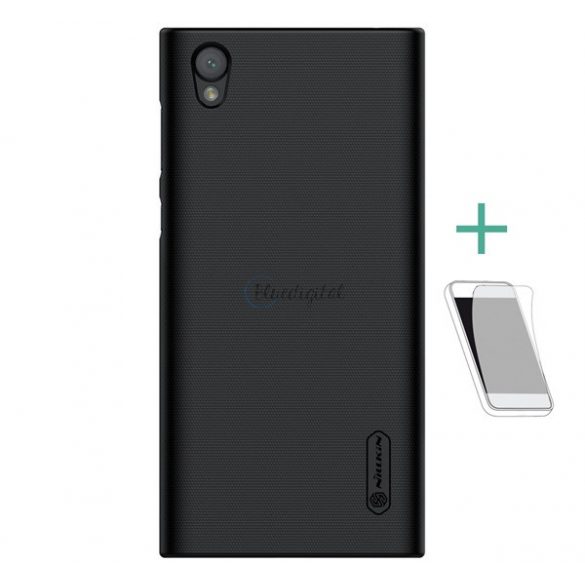 Protector de telefon din plastic NILLKIN SUPER FROSTED (cauciucat, suprafață aspră + folie de protecție pentru ecran) NEGRU Sony Xperia L1 (G3312)