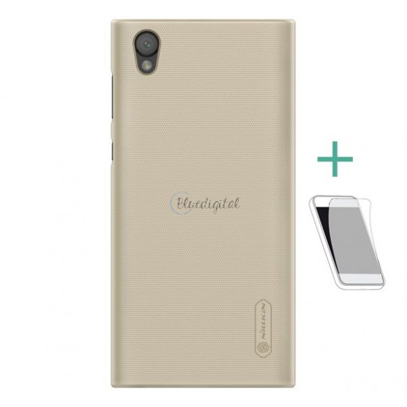 Protector de telefon din plastic NILLKIN SUPER FROSTED (cauciucat, suprafață aspră + folie de protecție a ecranului) GOLD Sony Xperia L1 (G3312)