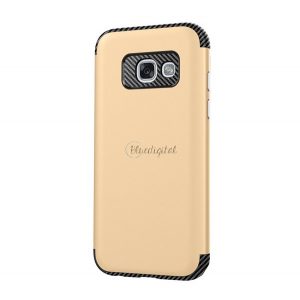 Protector de telefon Defender din plastic (rezistenta la impact mediu, interior din silicon, model carbon) GOLD Samsung Galaxy A3 (2017) SM-A320F