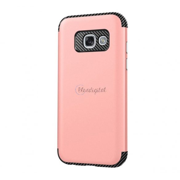 Protector de telefon din plastic Defender (rezistenta medie la impact, interior din silicon, model carbon) ROSE GOLD Samsung Galaxy A3 (2017) SM-A320F