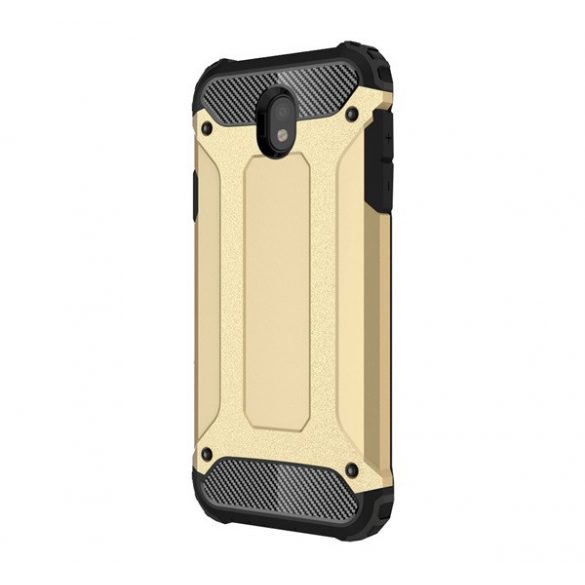 Protector de telefon din plastic Defender (rezistenta medie la impact, colt cu perna de aer, interior din silicon, efect metalic) GOLD Samsung Galaxy J7 (2017) SM-J730