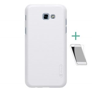 NILLKIN SUPER FROSTED plastic telefon protecție(cauciucat suprafață aspră + ecran protecțieFolie) alb  Samsung Galaxy A3 (2017) SM-A320F